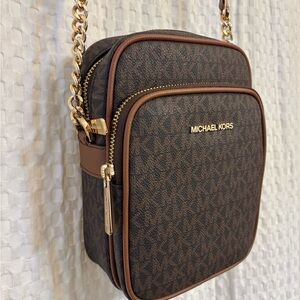 Michael Kors Jet Set Small Logo Crossbody - Brown MK